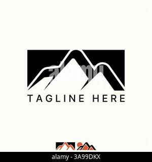 Logo design graphic concept creative premium vector stock image top sell three mountain simple on square block panorama expedition sport adventure art Stock Vector
