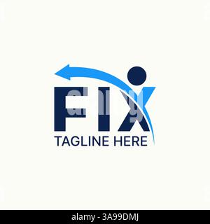 Logo design graphic concept creative premium vector stock image top sell text word Fix sans serif swoosh arrow happy human typography insurance group Stock Vector