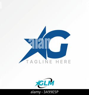 Logo design graphic concept creative premium vector stock image top sell text word G sans serif italic font cut star typography success entertainment Stock Vector