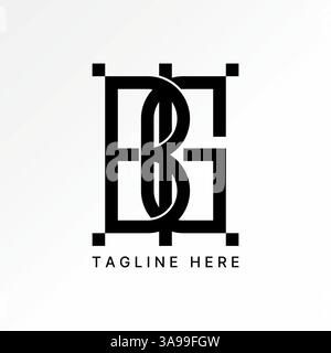 Logo design graphic concept creative premium vector stock image top sell initial BIG or IBG font line connect capture window sport music gothic tech Stock Vector