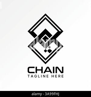 Logo design graphic concept creative premium vector stock image top sell connetcted two rectangular top down like block chain mosaic tech friendship Stock Vector