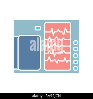 Portable electrocardiograph black line icon for digital and print projects.  Minimal clean icons for apps and websites. Modern simple icons for UI UX Stock Vector