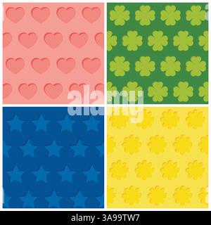 Set of four seamless relief patterns. Vector eps8 illustration Stock Vector