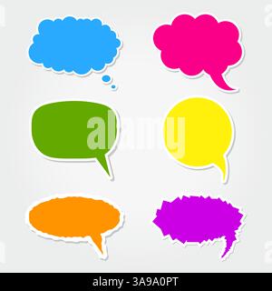 Collection of 6 colorful speech bubbles icons Stock Vector