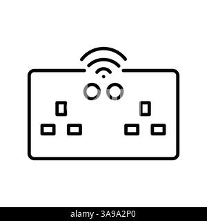 Smart sockets black line icon for digital and print projects.  Minimal clean icons for apps and websites. Modern simple icons for UI UX and branding Stock Vector