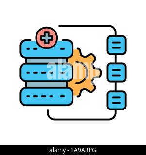 Data integration line icon. Vector isolated element. Editable stroke. Stock Vector