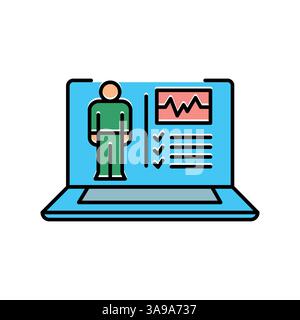 Electronic medical records line icon. Vector isolated element. Editable stroke. Stock Vector