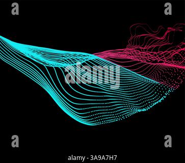 Abstract art. Array with dynamic emitted particles. Water splash imitation. Modern science and technology background. Vector illustration. Stock Vector