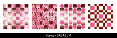 set of geometric abstract shapes pattern background, seamless elements collection made of triangles lines and squares, retro elements form, modern Stock Vector