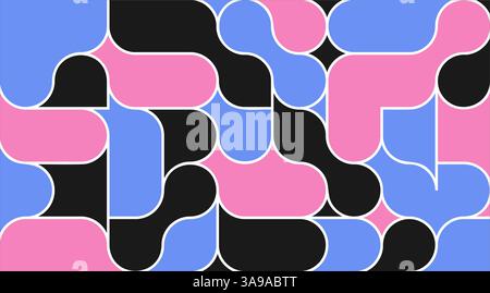 background with black liquid connected circle dots.metaballs pattern on white. abstract geometric shapes collection Point movement flat icon Stock Vector
