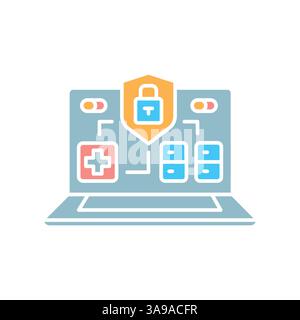 Cybersecurity in medicine line icon. Vector isolated element. Editable stroke. Stock Vector