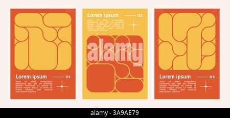 set of yellow and blue poster with geometric shapes pattern. liquid connected dots, line shapes. elements form, modern design for card, invitation, wa Stock Vector