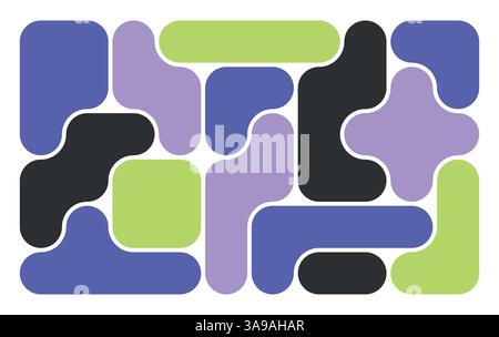 background with black liquid connected circle dots.metaballs pattern on white. abstract geometric shapes collection Point movement flat icon Stock Vector