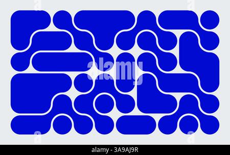 background with black liquid connected circle dots.metaballs pattern on white. abstract geometric shapes collection Point movement flat icon Stock Vector