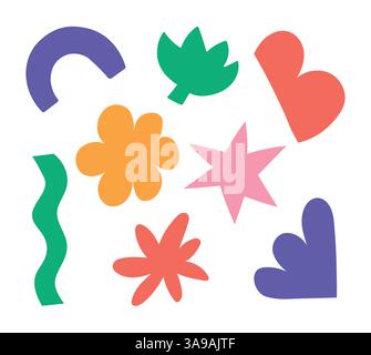 hand draw abstract shapes. set of black astract shapes elements. hand prints Stock Vector
