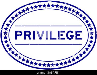 Grunge blue privilege word oval seal stamp on white background Stock Vector