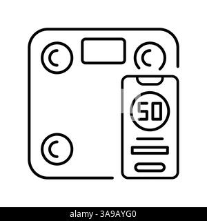 smart scales black line icon for digital and print projects.  Minimal clean icons for apps and websites. Modern simple icons for UI UX and branding Stock Vector