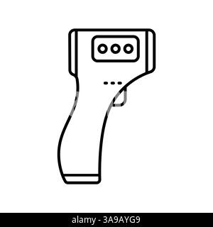 Smart thermometer black line icon for digital and print projects.  Minimal clean icons for apps and websites. Modern simple icons for UI UX and brandi Stock Vector
