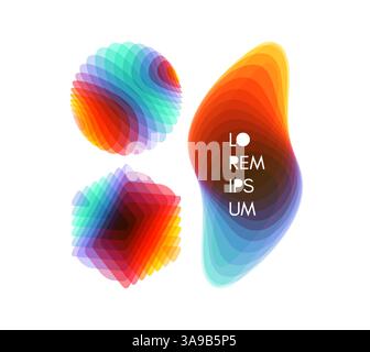 Set of various overlapping elements. Abstract geometric design. Vector illustration for banners, placards, posters or flyers. Stock Vector