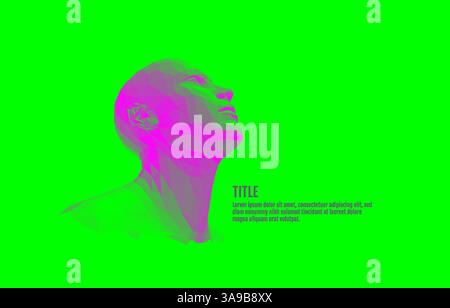 Man looking up. Abstract digital human head. Face side view. Minimalistic design for business presentations, flyers or posters. 3d vector illustration Stock Vector