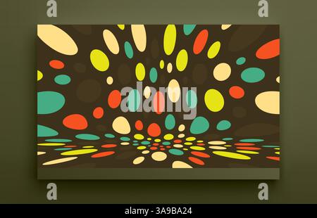Abstract background with color circles. Chaotic particles in empty space. Dynamic vector illustartion. Stock Vector