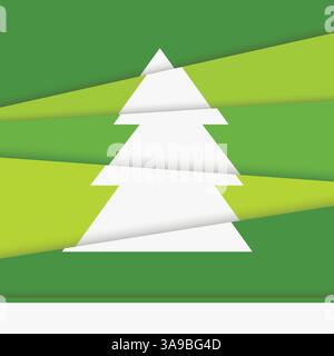 Creative Christmas tree card. Asymmetric Christmas tree formed from paper. Vector illustration Stock Vector