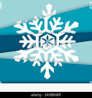 Creative New year card. Asymmetric snowflake formed from paper. vector illustration Stock Vector