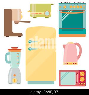 Kitchen appliances icons set, kitchenware equipment. Vector illustration Stock Vector