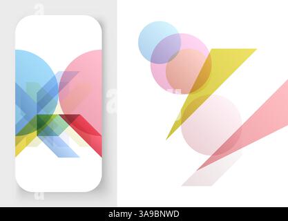 Art composition of flat colorful vector shapes. Abstract transparency geometrical background. Cover design template for presentation, corporate cover Stock Vector