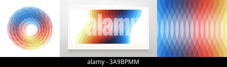 Sphere. Digital wave with dynamic effect. Abstract background. 3d vector illustration made of various overlapping elements. Modern screen design. Appl Stock Vector