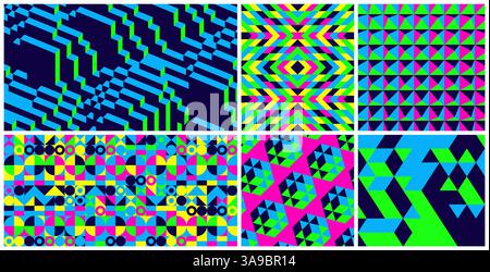 Abstract geometrical 3d background. Mosaic. Collection for design. Cover design template.  Voxel art. Vector illustration for brochure, magazine, post Stock Vector