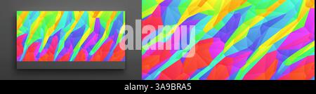 Abstract bright motley colored background. Polygonal mosaic with colour gradient. Creased texture. Creative design with polygonal pattern. 3D illustra Stock Vector