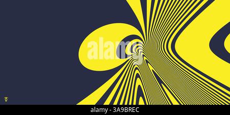 Psychedelic pattern with melting and distorting lines. The geometric background by stripes. 3d vector illustration for brochure, annual report, magazi Stock Vector