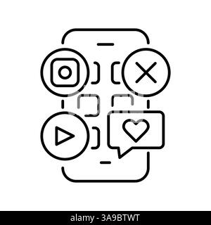 digital platforms black line icon. Vector isolated element. Editable stroke. Stock Vector