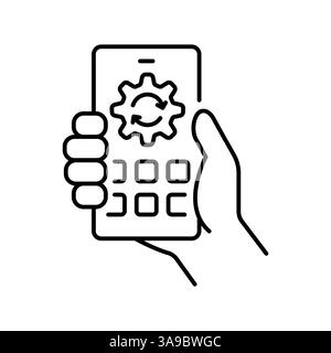 Mobile platforms black line icon. Vector isolated element. Editable stroke. Stock Vector