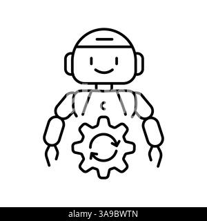 process automation black line icon. Vector isolated element. Editable stroke. Stock Vector