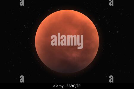 Mars planet. Space object with soft light on starry background. Red planet of solar system with surface in cosmos. Cosmic design for banner, flyer or Stock Vector