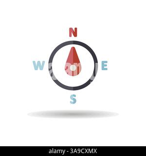 Compass wind rose vector icon. Direction north. Meteorology sign. Graph symbol for travel, tourism and weather web site and design, logo, app, UI Stock Vector