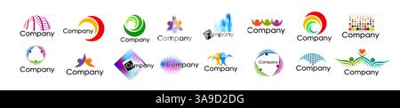 Set of abstract different logos. hand drawn. Not AI, Vector illustration Stock Vector