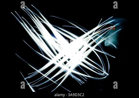 Abstract Light Streaks on Black Background Stock Photo