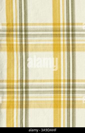 Background of yellow and white plaid fabric Stock Photo