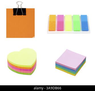Collage, colored office stickers. The picture is made up of several photographs Stock Photo