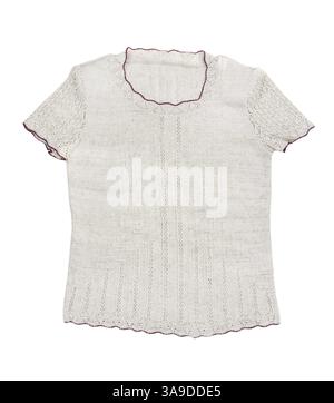 Warm beige knitted sweater isolated on a white background Stock Photo