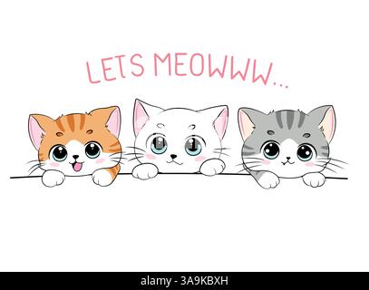 Vector illustration, happy kitten family Stock Vector