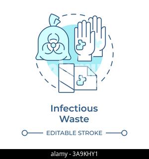 Infectious waste soft blue concept icon Stock Vector