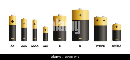 Set of alkaline battery vector illustration. Stock Vector