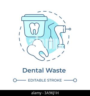 Dental waste soft blue concept icon Stock Vector