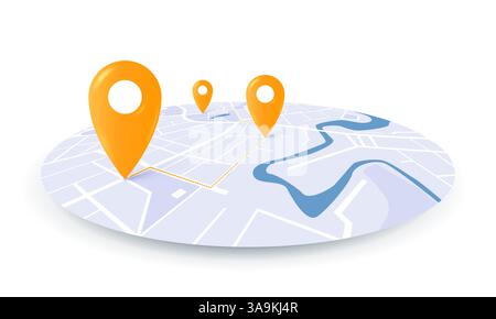 City map navigation icon with 3d point marker Stock Vector