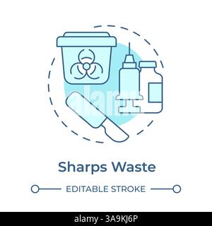 Sharps waste soft blue concept icon Stock Vector