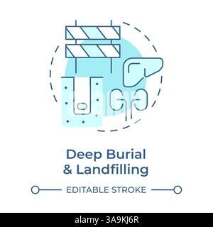 Deep burial and landfilling soft blue concept icon Stock Vector